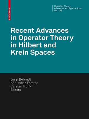 cover image of Recent Advances in Operator Theory in Hilbert and Krein Spaces